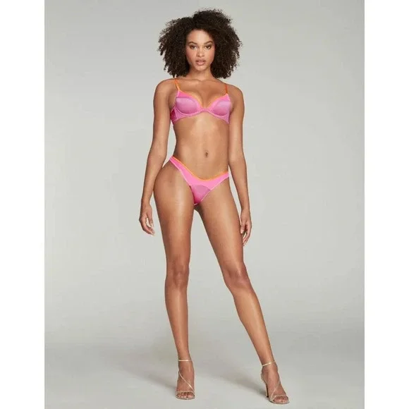 Agent Provocateur Viv Sorbet Pink 34B/3 Silk Set NWT